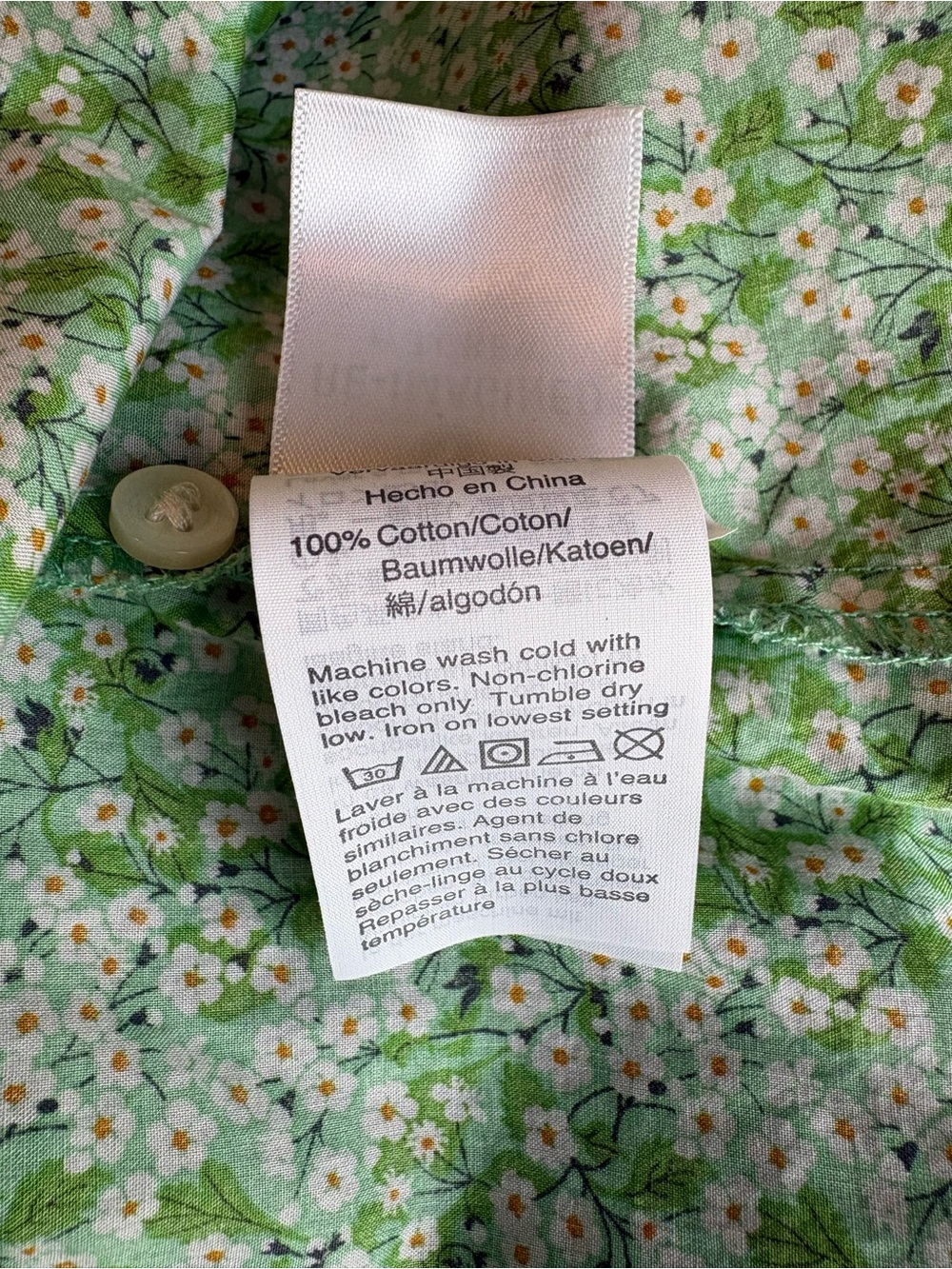 J. Crew Liberty of London Floral Cotton Poplin Perfect Button-Up Shirt Green 10 - Picture 8 of 9